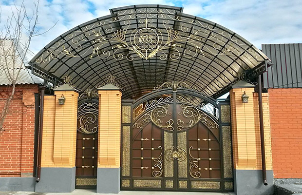 Купить или заказать ворота для дома с навесом - стильные и надежные решения для вашего участка в отрадном от 41463 руб | ВоротМастер-Трд
